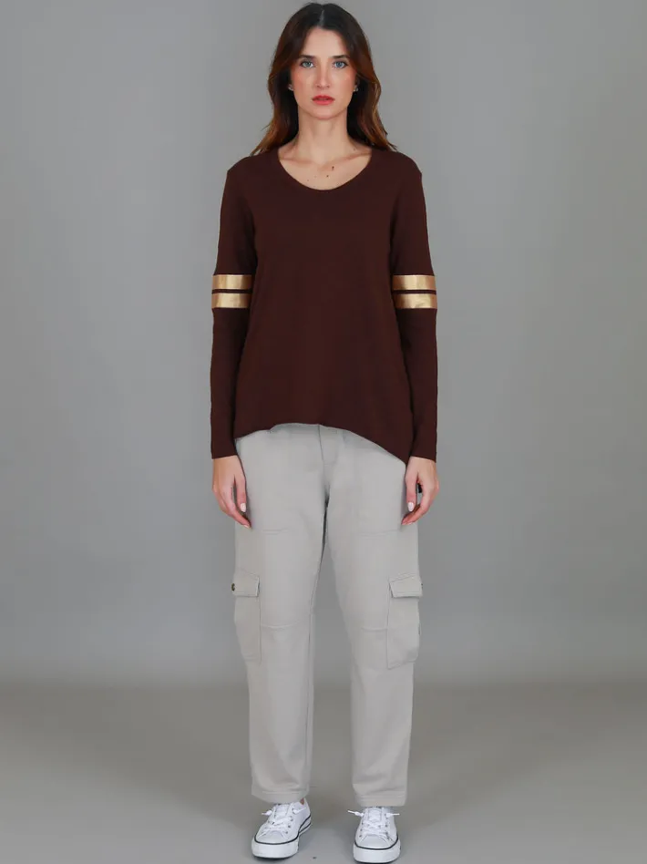 3rd Story Kiara Twin Gold Stripe T Shirt< Long Sleeves