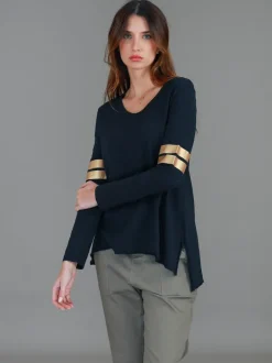 3rd Story Kiara Twin Gold Stripe T Shirt< Long Sleeves