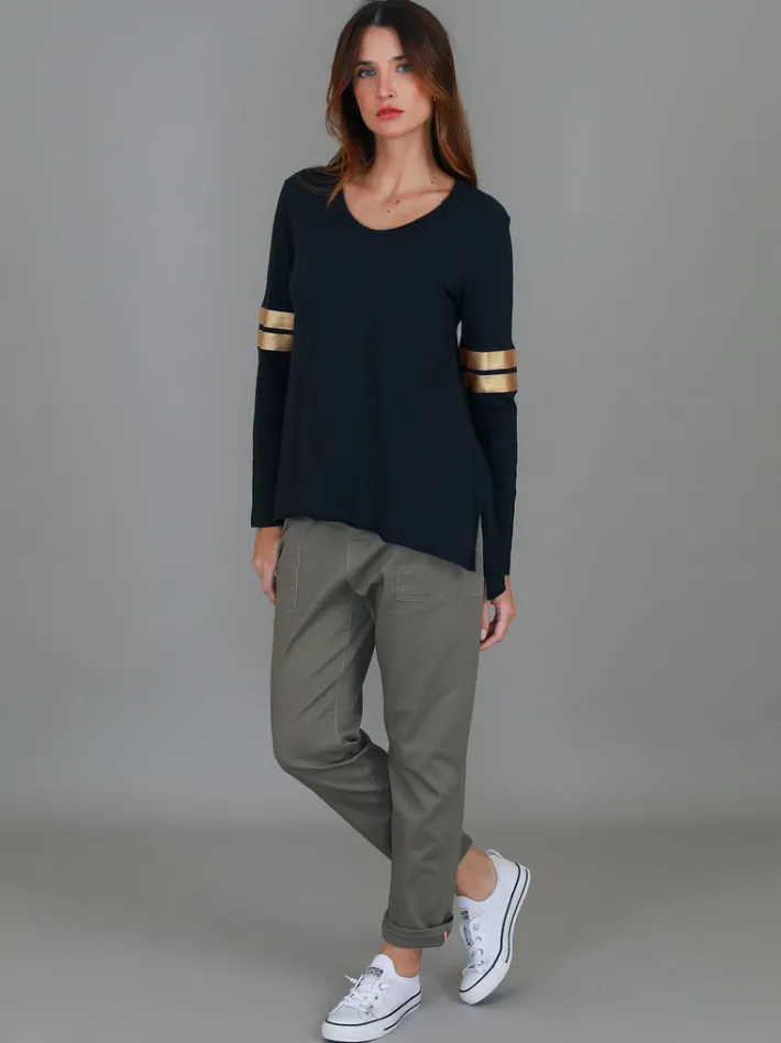 3rd Story Kiara Twin Gold Stripe T Shirt< Long Sleeves