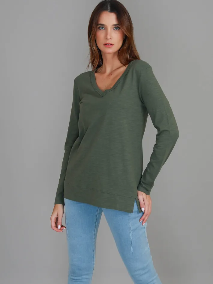 3rd Story Leah V Neck T Shirt< Long Sleeves