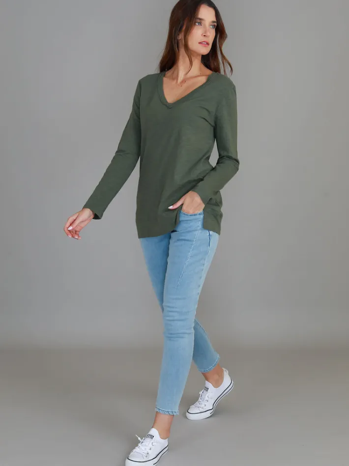 3rd Story Leah V Neck T Shirt< Long Sleeves