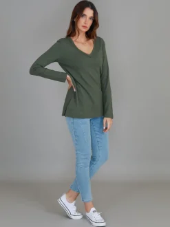 3rd Story Leah V Neck T Shirt< Long Sleeves