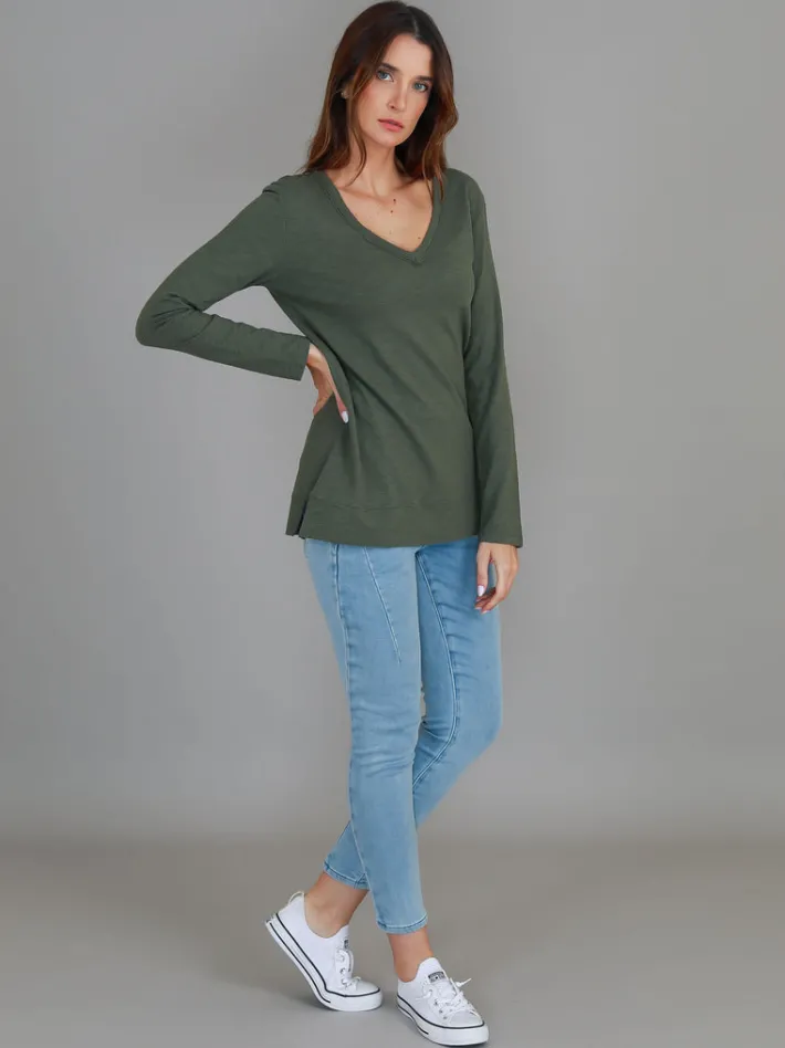3rd Story Leah V Neck T Shirt< Long Sleeves