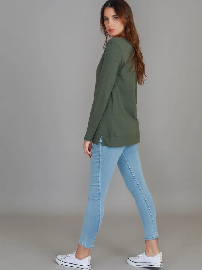 3rd Story Leah V Neck T Shirt< Long Sleeves