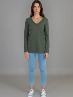 3rd Story Leah V Neck T Shirt< Long Sleeves