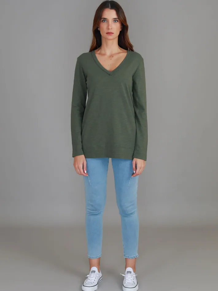 3rd Story Leah V Neck T Shirt< Long Sleeves