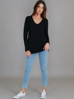 3rd Story Leah V Neck T Shirt< Long Sleeves