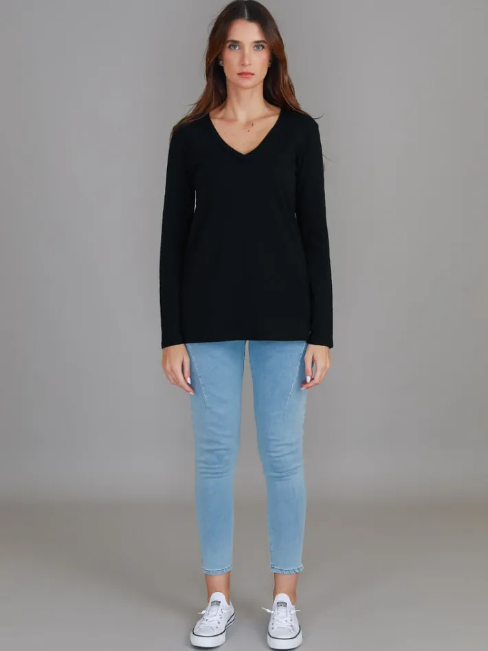 3rd Story Leah V Neck T Shirt< Long Sleeves