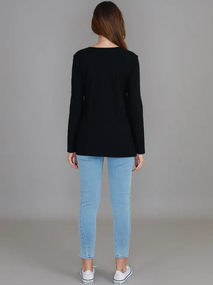 3rd Story Leah V Neck T Shirt< Long Sleeves