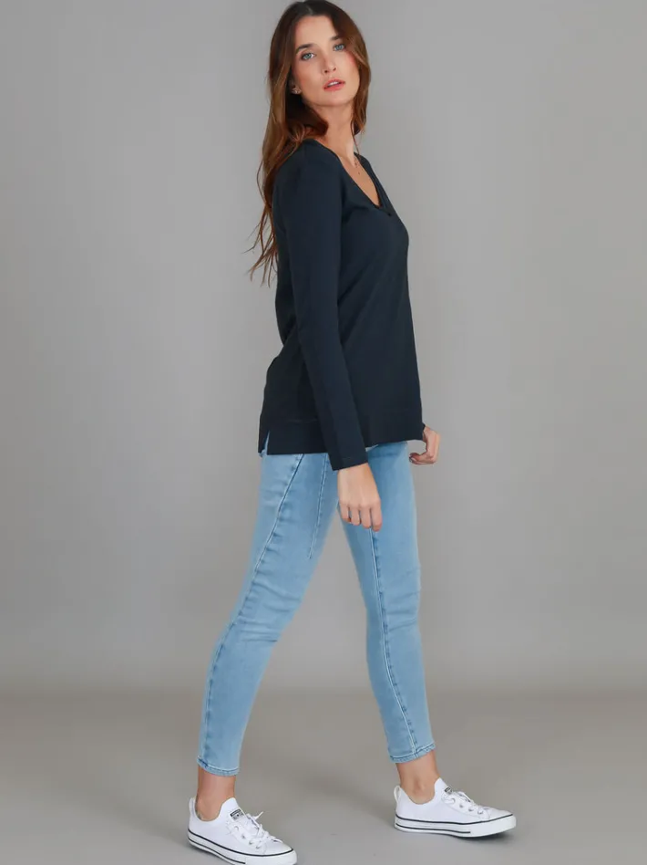 3rd Story Leah V Neck T Shirt< Long Sleeves