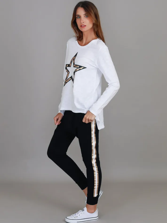 3rd Story Lindi Framed Leopard Star Long Sleeve T Shirt< Long Sleeves
