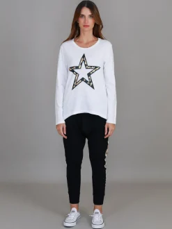 3rd Story Lindi Framed Leopard Star Long Sleeve T Shirt< Long Sleeves