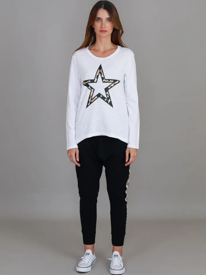 3rd Story Lindi Framed Leopard Star Long Sleeve T Shirt< Long Sleeves