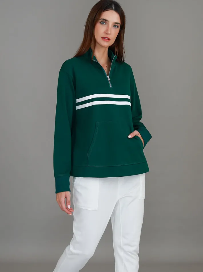 3rd Story Mylo - Ali Half Zip Stripe Print Sweatshirt< Sweatshirts|Sweatshirts