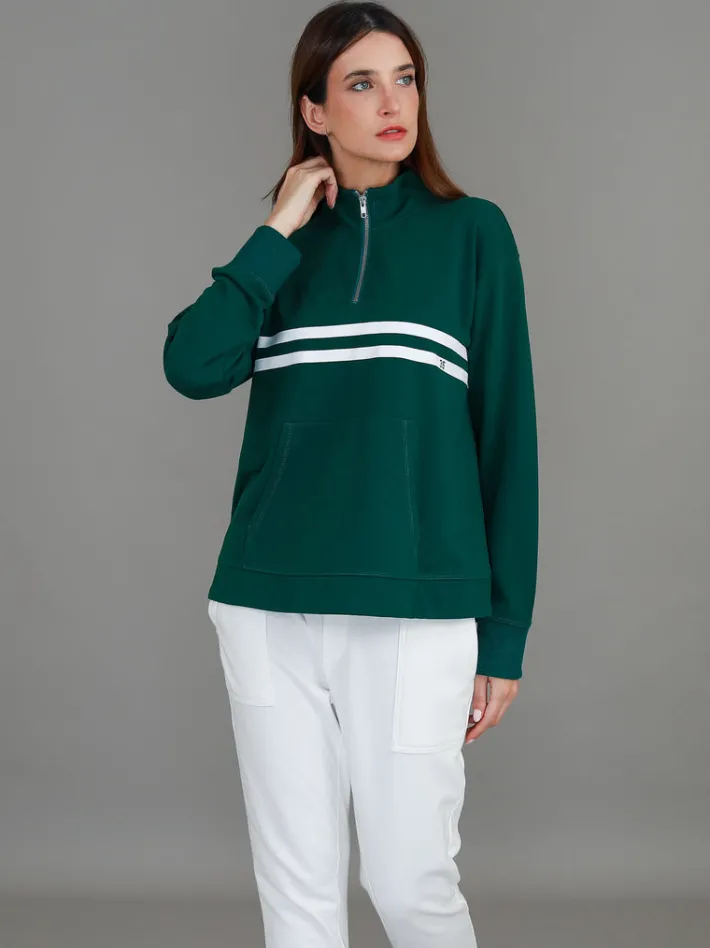 3rd Story Mylo - Ali Half Zip Stripe Print Sweatshirt< Sweatshirts|Sweatshirts