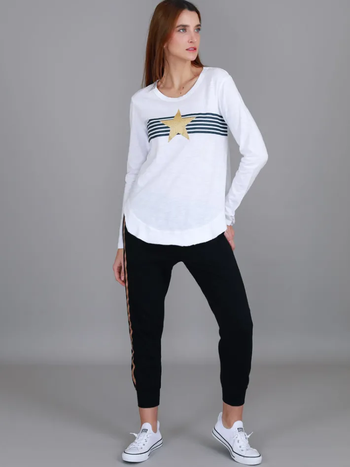 3rd Story Nora Print Curved Hem T Shirt< Long Sleeves
