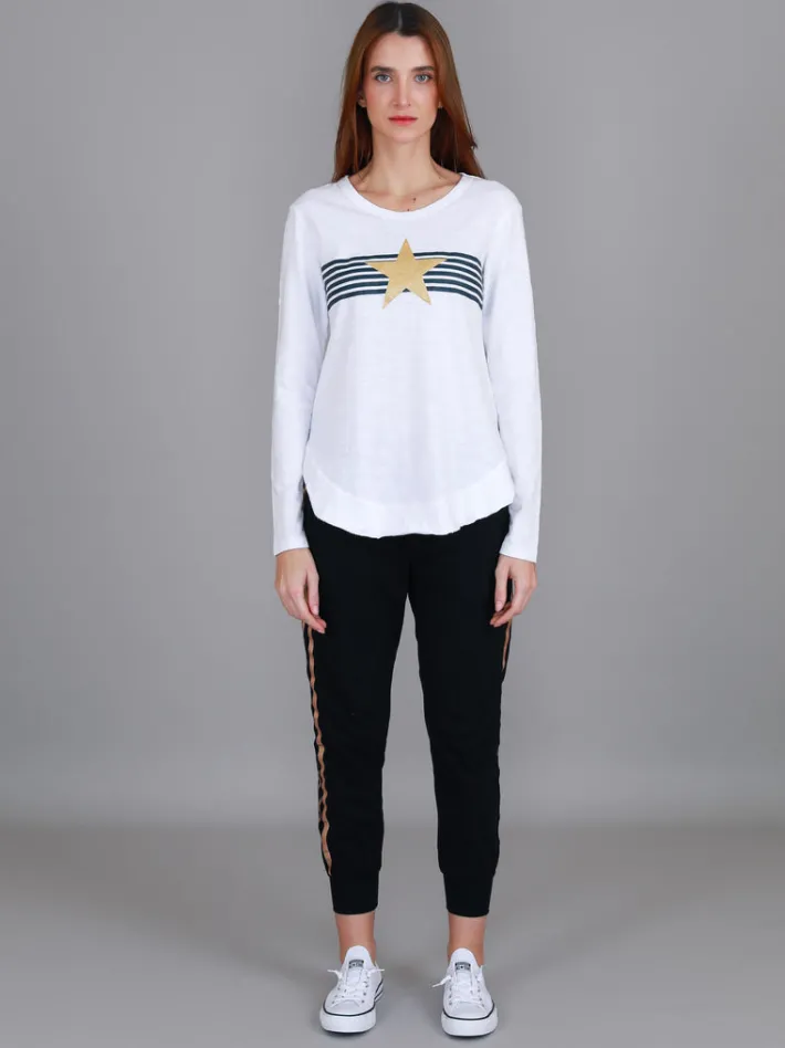 3rd Story Nora Print Curved Hem T Shirt< Long Sleeves