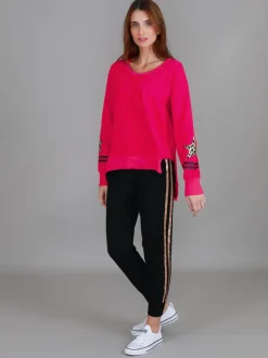 3rd Story Oxford Leopard Star Print on Sleeve Crewneck Sweatshirt< Sweatshirts|Sweatshirts