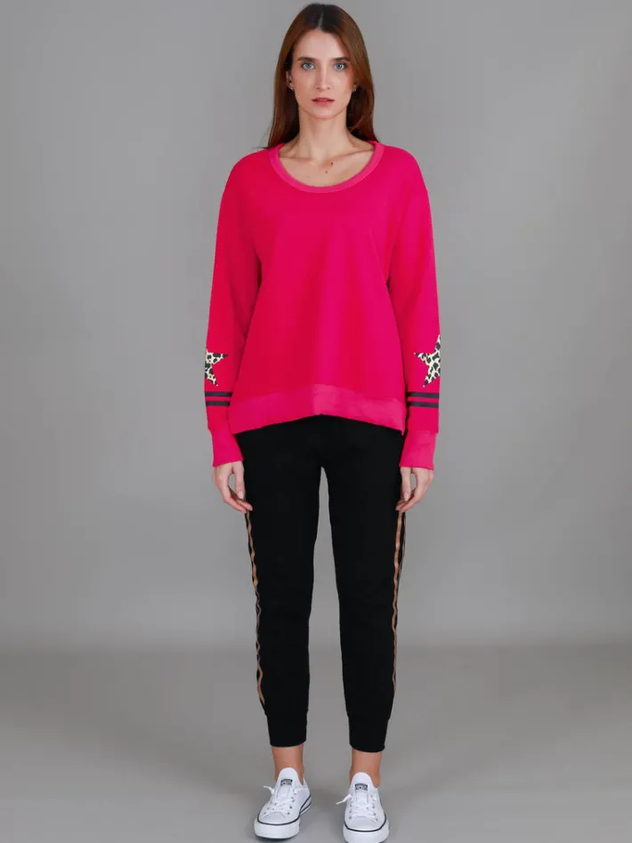 3rd Story Oxford Leopard Star Print on Sleeve Crewneck Sweatshirt< Sweatshirts|Sweatshirts
