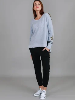 3rd Story Oxford Leopard Star Print on Sleeve Crewneck Sweatshirt< Sweatshirts|Sweatshirts