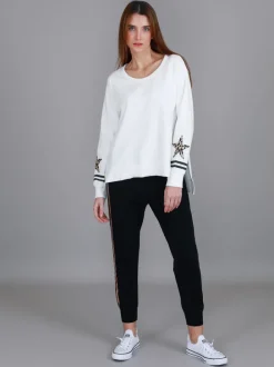 3rd Story Oxford Leopard Star Print on Sleeve Crewneck Sweatshirt< Sweatshirts|Sweatshirts