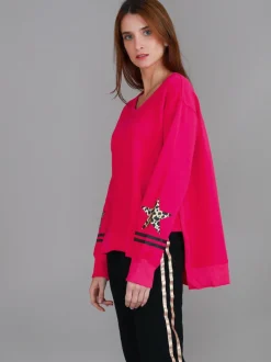 3rd Story Oxford Leopard Star Print on Sleeve Crewneck Sweatshirt< Sweatshirts|Sweatshirts