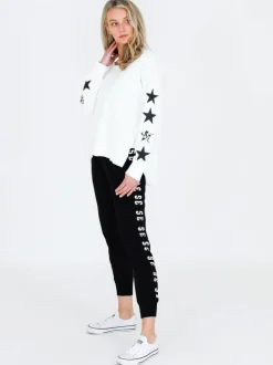 3rd Story Rhodes Leopard Star Print on Sleeve Sweatshirt< Sweatshirts|Sweatshirts