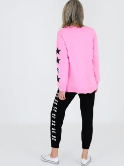 3rd Story Rhodes Leopard Star Print on Sleeve Sweatshirt< Sweatshirts|Sweatshirts