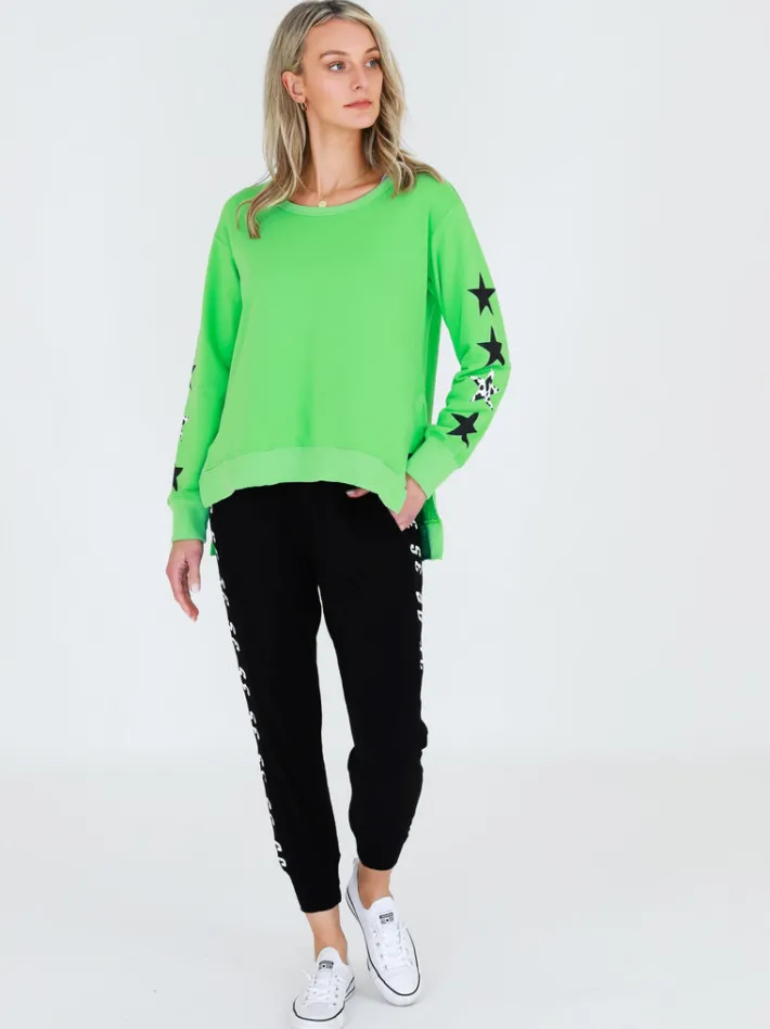 3rd Story Rhodes Leopard Star Print on Sleeve Sweatshirt< Sweatshirts|Sweatshirts