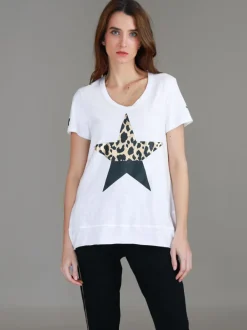 3rd Story Rosemary Splice Star Leopard Print T Shirt< Short Sleeves