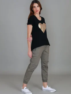 3rd Story Rue Gold Heart Short Sleeve T Shirt< Short Sleeves
