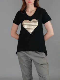 3rd Story Rue Gold Heart Short Sleeve T Shirt< Short Sleeves