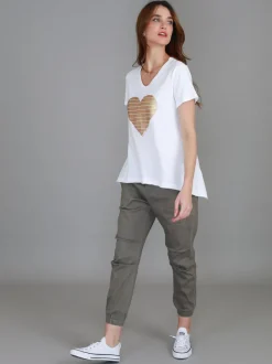 3rd Story Rue Gold Heart Short Sleeve T Shirt< Short Sleeves