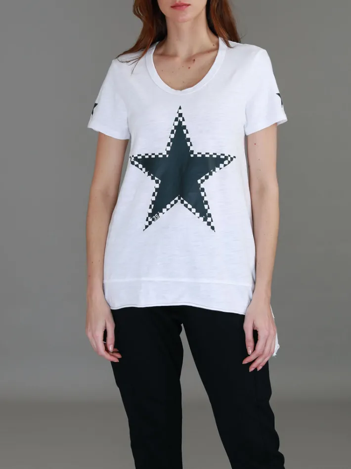 3rd Story Sandy Check Black Star T Shirt< Short Sleeves