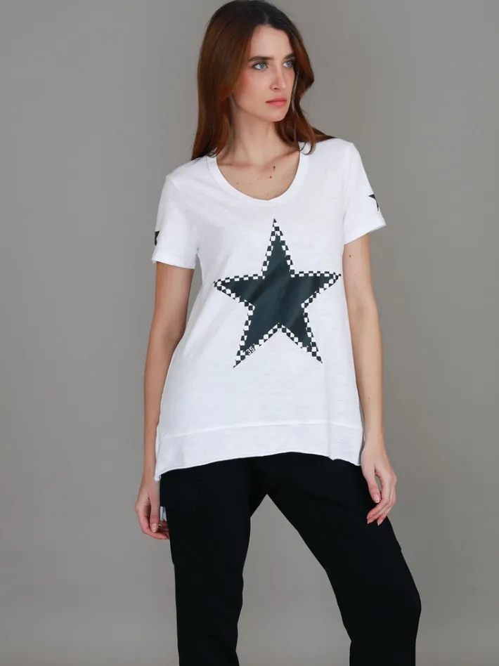 3rd Story Sandy Check Black Star T Shirt< Short Sleeves