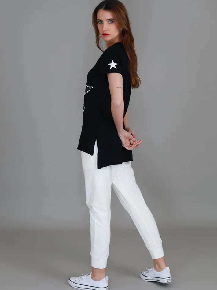 3rd Story Sandy Check Black Star T Shirt< Short Sleeves