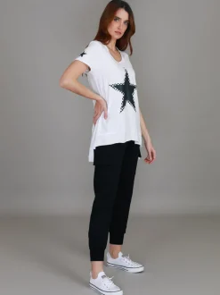 3rd Story Sandy Check Black Star T Shirt< Short Sleeves