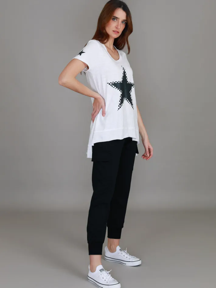 3rd Story Sandy Check Black Star T Shirt< Short Sleeves