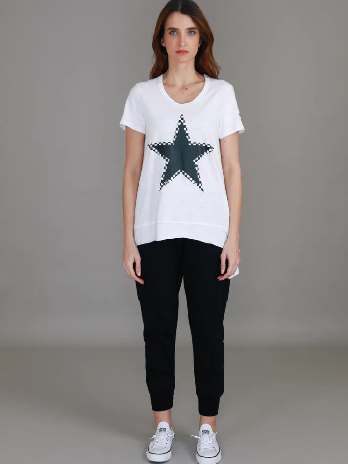 3rd Story Sandy Check Black Star T Shirt< Short Sleeves