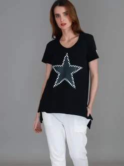 3rd Story Sandy Check Black Star T Shirt< Short Sleeves