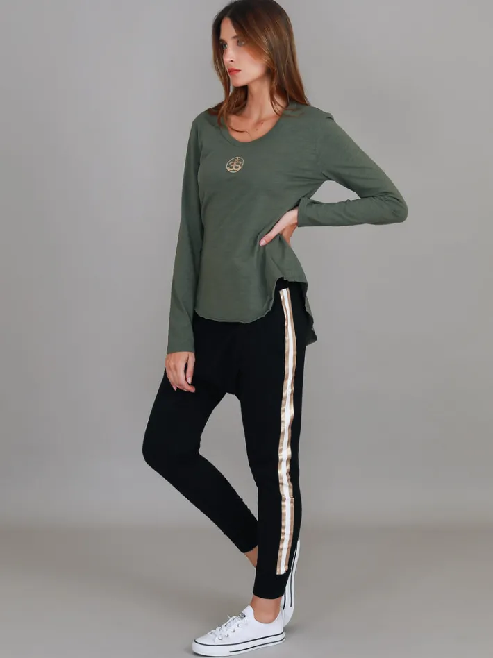 3rd Story Shellie 3S Gold Logo Long Sleeve T Shirt< Long Sleeves