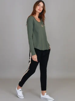3rd Story Shellie 3S Gold Logo Long Sleeve T Shirt< Long Sleeves