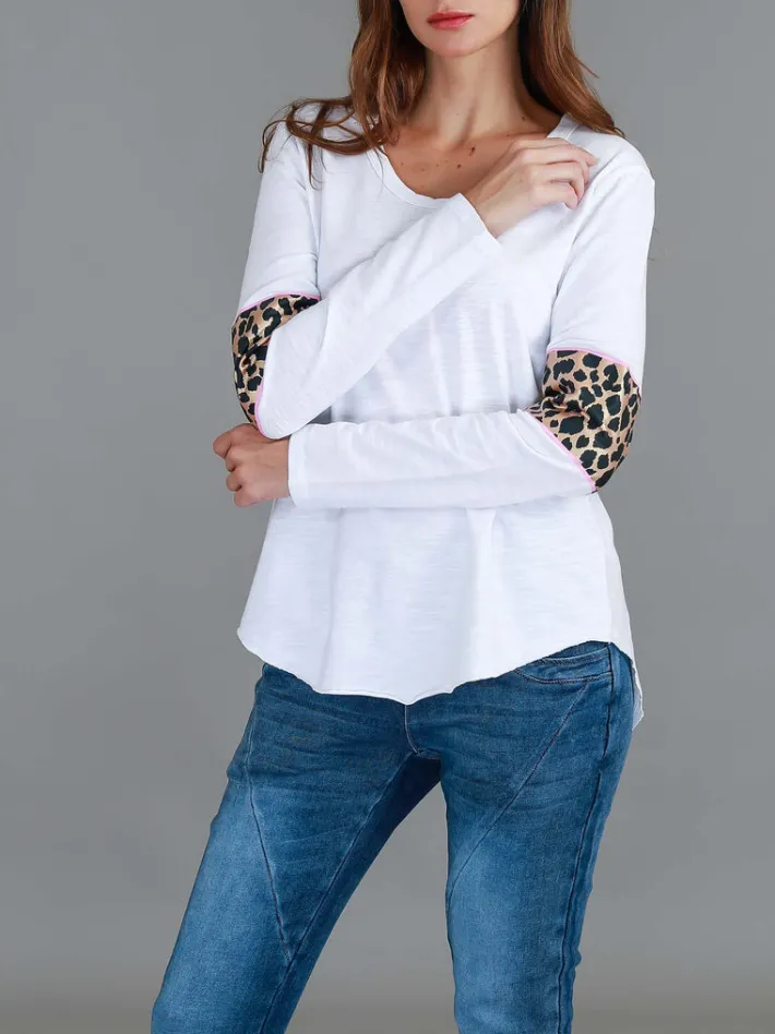 3rd Story Shirley Leopard Band Long Sleeve T Shirt< Long Sleeves