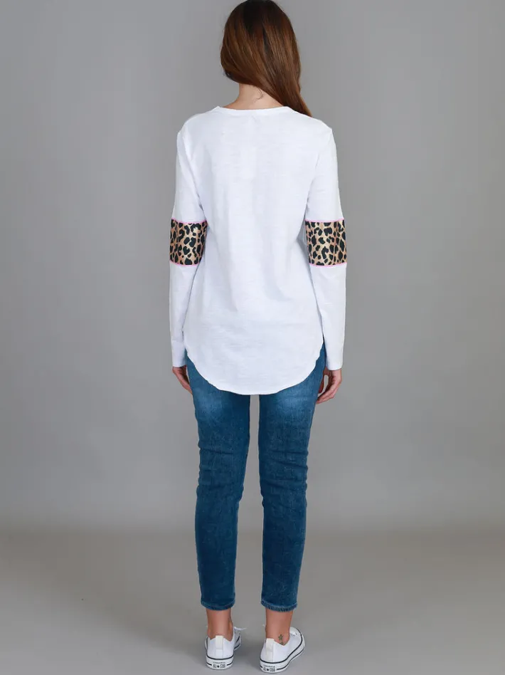 3rd Story Shirley Leopard Band Long Sleeve T Shirt< Long Sleeves