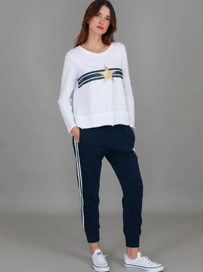 3rd Story Sonya Gold Star Stripe T Shirt< Long Sleeves