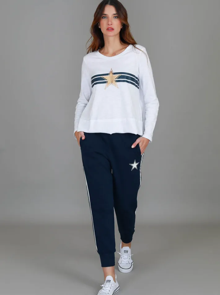 3rd Story Sonya Gold Star Stripe T Shirt< Long Sleeves