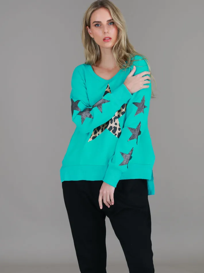 3rd Story Sydney Leopard Star Print Sweatshirt< Sweatshirts|Sweatshirts