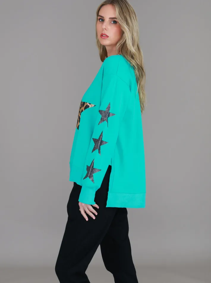 3rd Story Sydney Leopard Star Print Sweatshirt< Sweatshirts|Sweatshirts