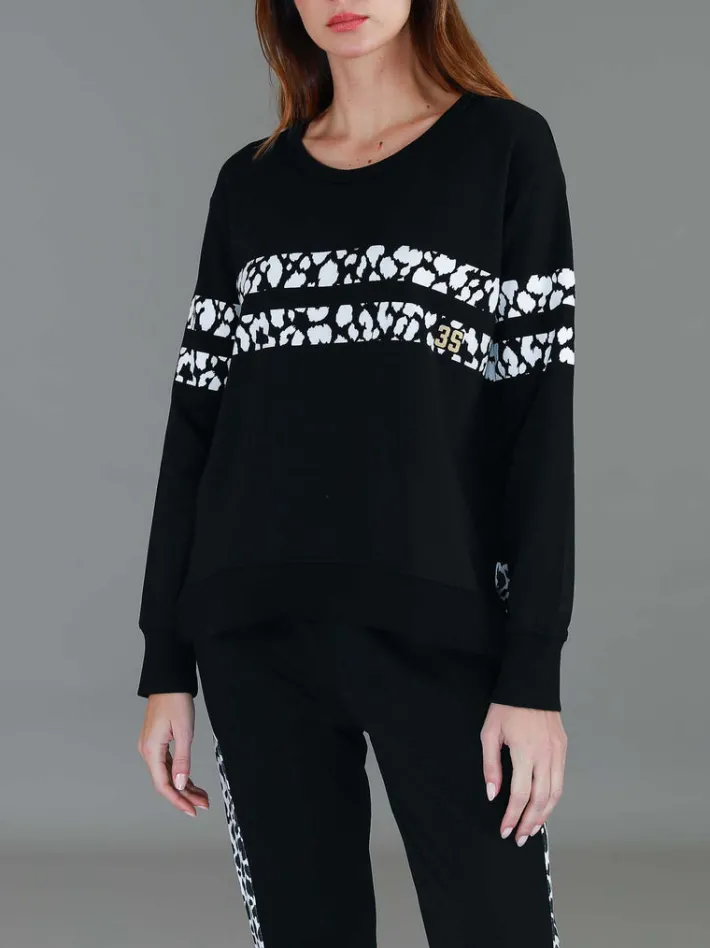 3rd Story Theresa Leopard Stripe Print Sweatshirt< Sweatshirts|Sweatshirts
