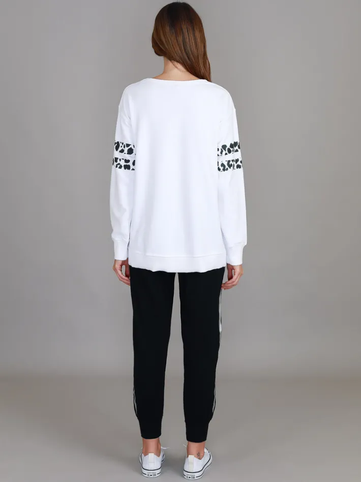 3rd Story Theresa Leopard Stripe Print Sweatshirt< Sweatshirts|Sweatshirts